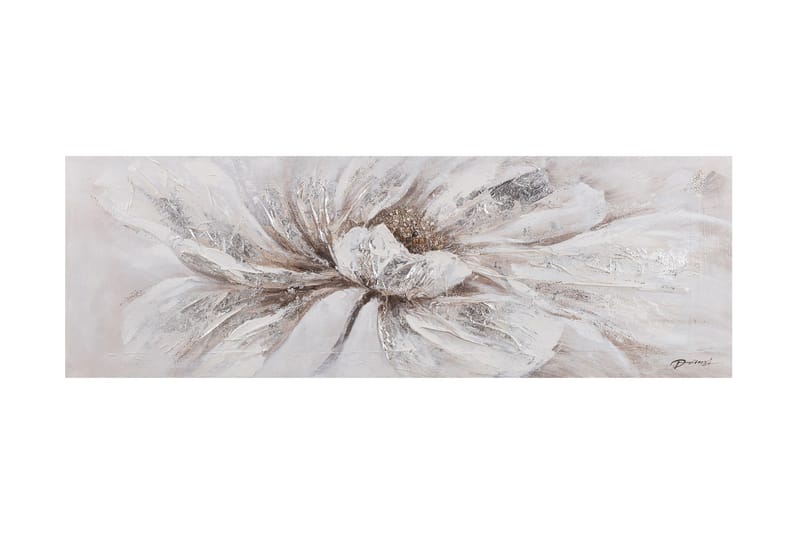 Oliemaleri 50x150cm Hvid blomst - Boligtilbehør - Billeder & kunst - Oliemaling