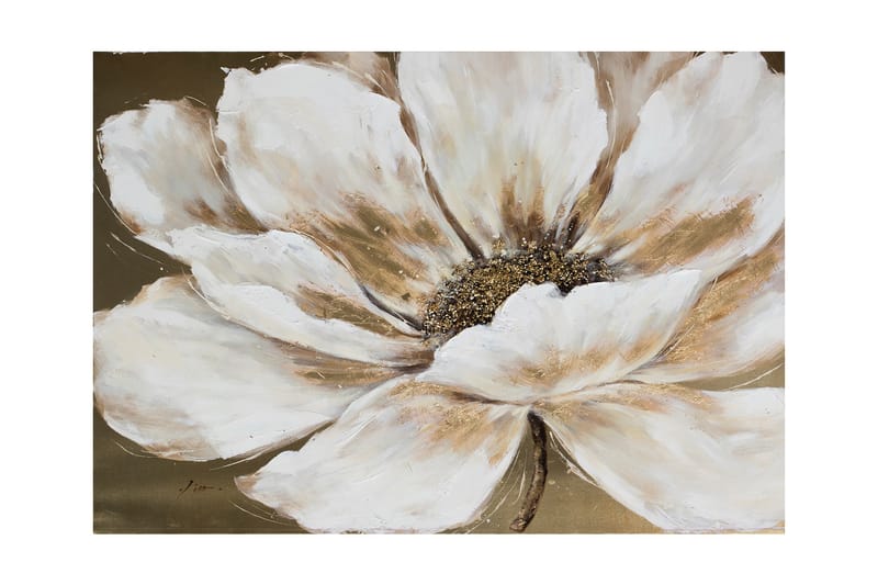 Oliemaleri 90x120 cm Beige blomster - Boligtilbehør - Billeder & kunst - Oliemaling