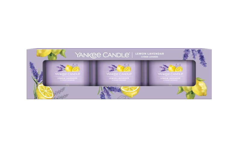 Filled Votive Lemon Lavender Duftlys 3 stk - Yankee Candle - Boligtilbehør - Lys & dufte - Stearinlys - Duftlys