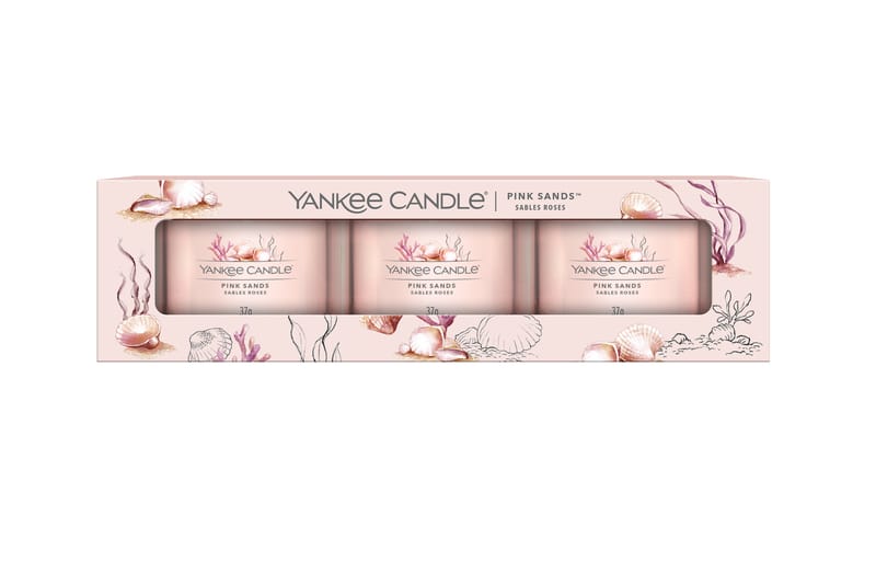 Filled Votive Pink Sands Duftlys 3 stk - Yankee Candle - Boligtilbehør - Lys & dufte - Stearinlys - Duftlys