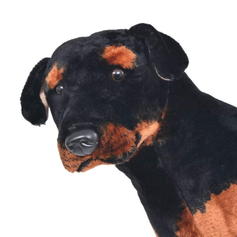 Stående Legetøjhund Plys Rottweiler Sort And Brun Xxl - Sort - Boligtilbehør - Indretning børneværelse - Legetøj - Blødt legetøj & bamser