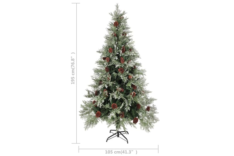 juletræ med LED-lys og grankogler 195 cm PVC & PE - Boligtilbehør - Julepynt & højtidsdekorationer - Juelpynt og juledekoration - Plastik juletræ