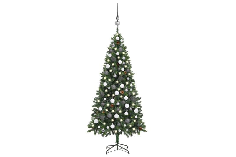 kunstigt juletræ med LED-lys + kuglesæt og grankogler 180 cm - Boligtilbehør - Julepynt & højtidsdekorationer - Juelpynt og juledekoration - Plastik juletræ