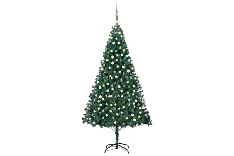 kunstigt juletræ med LED-lys og kuglesæt 210 cm PVC grøn - Boligtilbehør - Julepynt & højtidsdekorationer - Juelpynt og juledekoration - Plastik juletræ