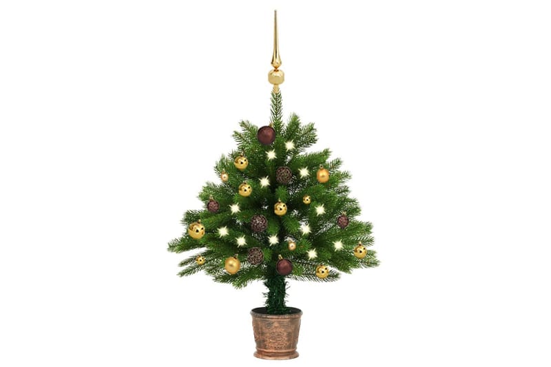 kunstigt juletræ med LED-lys og kuglesæt 65 cm grøn - Boligtilbehør - Julepynt & højtidsdekorationer - Juelpynt og juledekoration - Plastik juletræ