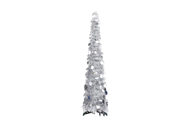 Kunstigt Juletræ Med Pop Op-Funktion 120 cm Pet Sølvfarvet