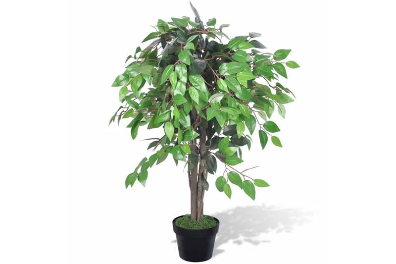 Kunstig Plante Ficus Træ Med Potte 90 Cm - Grøn - Havemøbler - Balkon - Balkon dyrkning - Balkonblomster