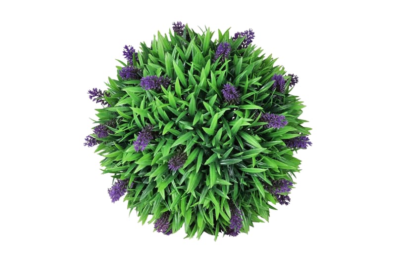 Sæt Med 2 Kunstige Buksbom Bolden Med Lavendel 36 Cm - Grøn - Boligtilbehør - Kunstige planter