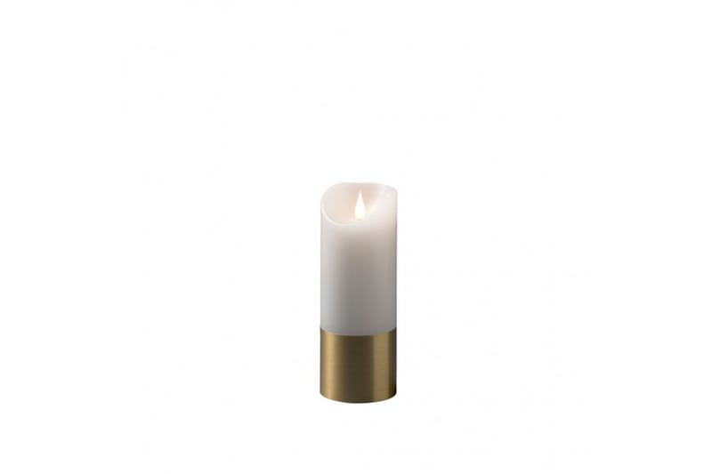 Vokslys m messingsfolie 20,5cm Hvid/Messing - Kunstsmede - Boligtilbehør - Lys & dufte - LED lys