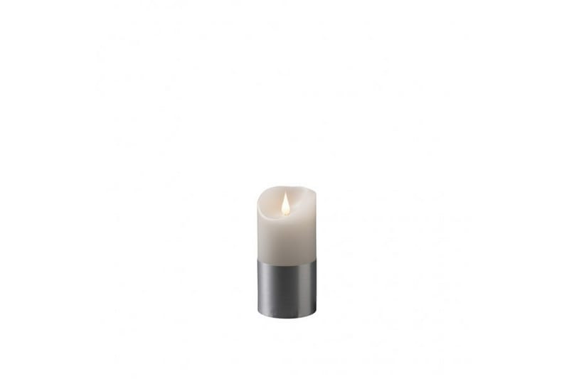 Vokslys med sølvfolie 15,5cm Hvid/Sort - Kunstsmede - Boligtilbehør - Lys & dufte - LED lys