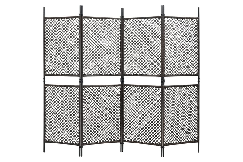 4-Panels Rumdeler 240x200 cm Polyrattan Brun - Brun - Boligtilbehør - Rumdelere - Skærmvæg