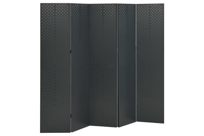 5-panels rumdeler 200x180 cm stål antracitgrå - Antracit - Boligtilbehør - Rumdelere