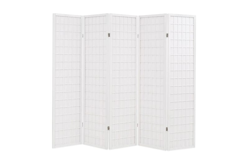 Foldbar 5-Panels Rumdeler Japansk Stil 200 X 170 Cm Hvid - Hvid - Boligtilbehør - Rumdelere - Skærmvæg