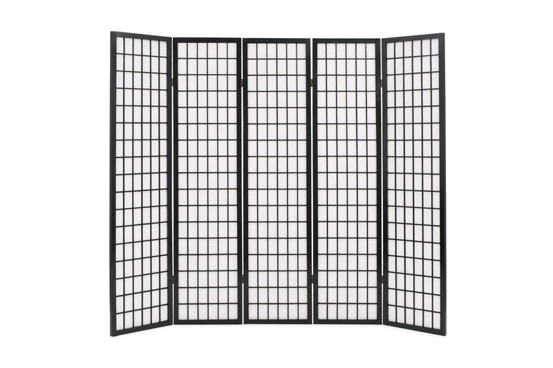 Foldbar 5-Panels Rumdeler Japansk Stil 200 X 170 Cm Sort - Sort - Boligtilbehør - Rumdelere - Skærmvæg