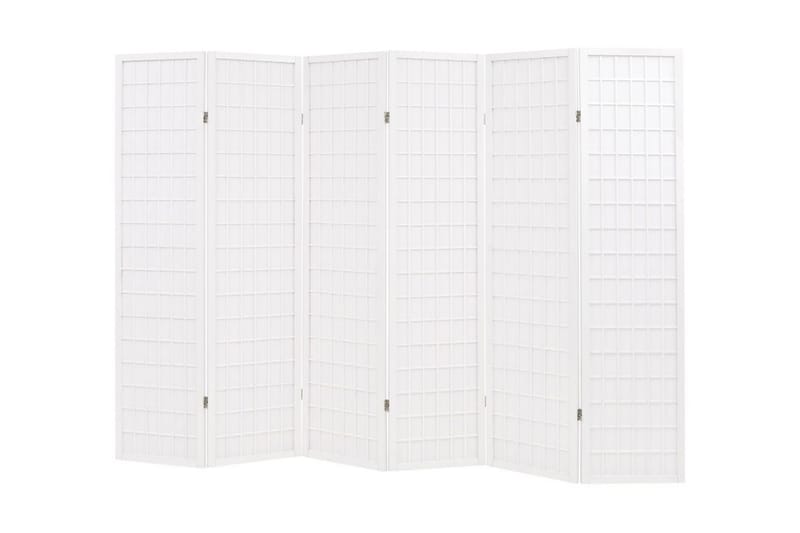 Foldbar 6-Panels Rumdeler Japansk Stil 240 X 170 Cm Hvid