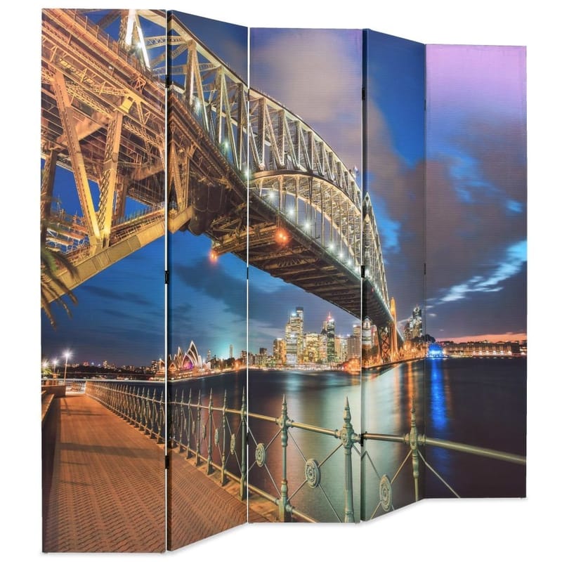 Foldbar Rumdeler 200 X 170 Cm Sydney Harbour Bridge - Flerfarvet - Boligtilbehør - Rumdelere - Foldeskærm
