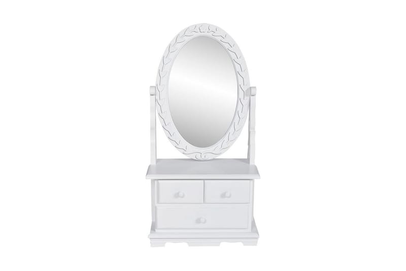 Toiletbord Med Ovalt Vippespejl Mdf - Hvid - Boligtilbehør - Spejle - Spejl med belysning