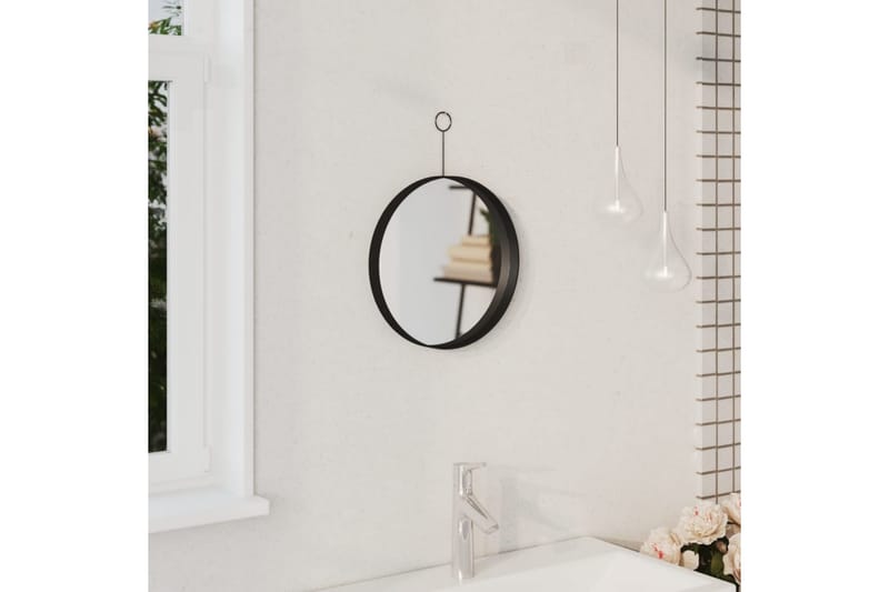 hængespejl med krog 30 cm sort - Sort - Boligtilbehør - Spejle - Vægspejl