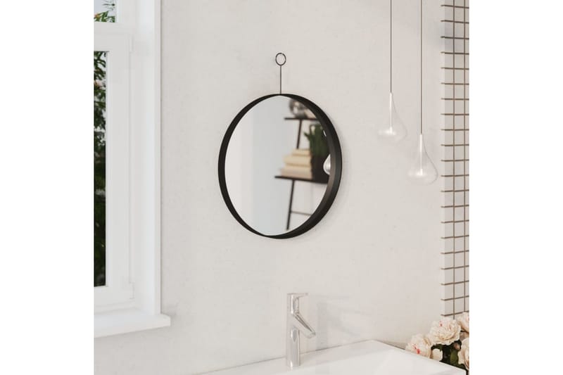 hængespejl med krog 40 cm sort - Sort - Boligtilbehør - Spejle - Entréspejl