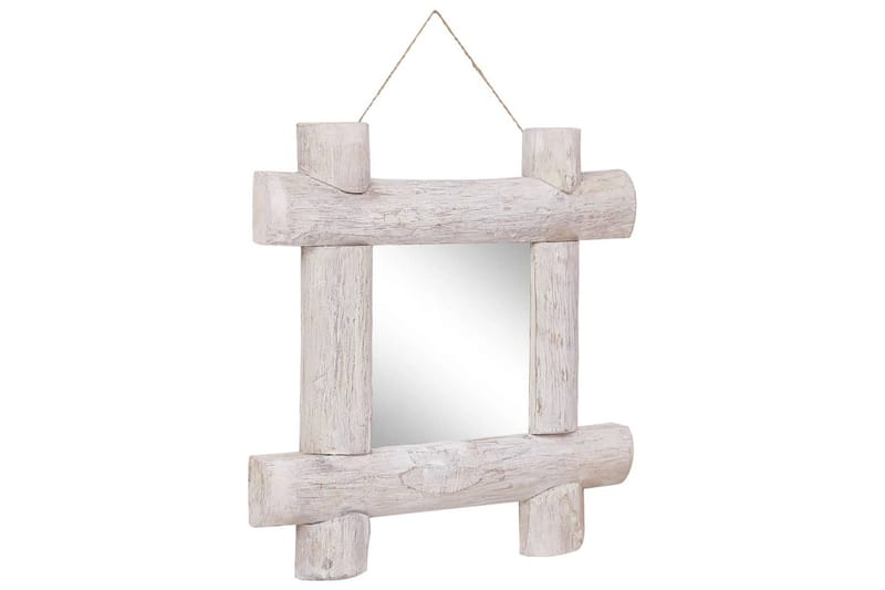 Spejl Med Træramme 50x50 cm Massivt Genanvendt Træ Hvid - Boligtilbehør - Spejle - Entréspejl