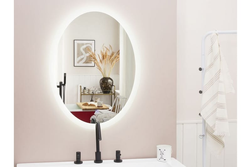 Tamirat Spejl Oval med LED-Belysning - Sølv - Boligtilbehør - Spejle - Vægspejl
