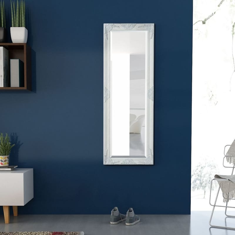 Vægspejl Barok-Stil 140 X 50 Cm Hvid - Hvid - Boligtilbehør - Spejle - Vægspejl