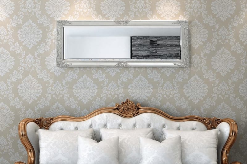 Vægspejl Barok-Stil 140 X 50 Cm Sølv - Sølv - Boligtilbehør - Spejle - Entréspejl