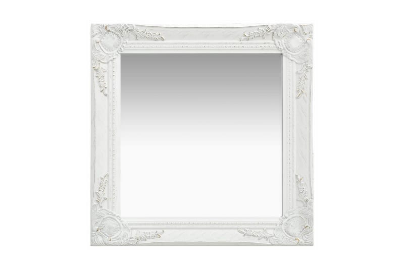 Vægspejl Barokstil 50X50 cm Hvid - Boligtilbehør - Spejle - Entréspejl