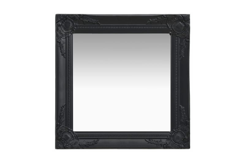 Vægspejl Barokstil 50X50 cm Sort - Boligtilbehør - Spejle - Entréspejl