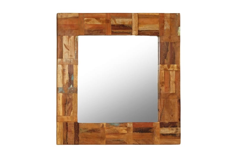 Vægspejl I Massivt Genanvendt Træ 60 X 60 Cm - Brun - Boligtilbehør - Spejle - Vægspejl