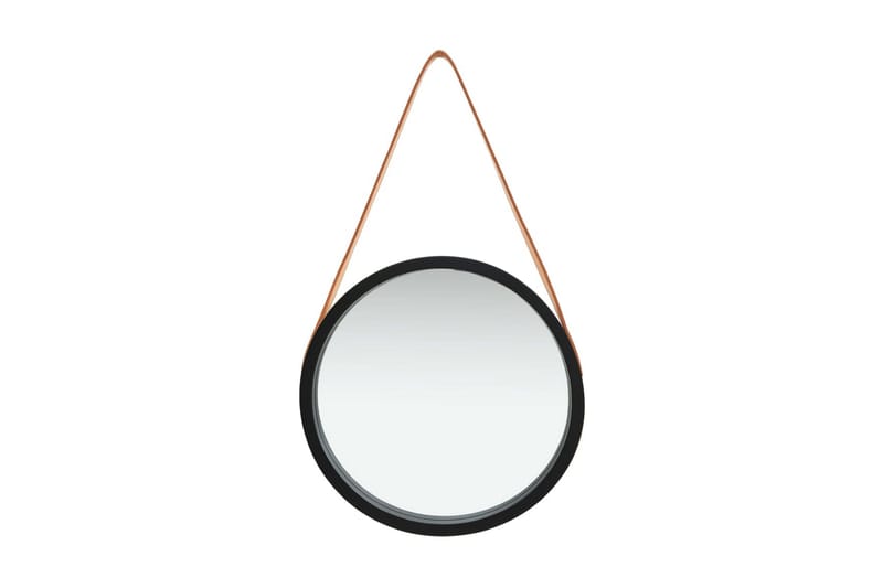 Vægspejl Med Strop 40 cm Sort - Boligtilbehør - Spejle - Vægspejl
