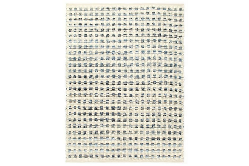 gulvtæppe 120 x 170 cm denim og uld blå/hvid - Boligtilbehør - Tæpper - Uldtæppe