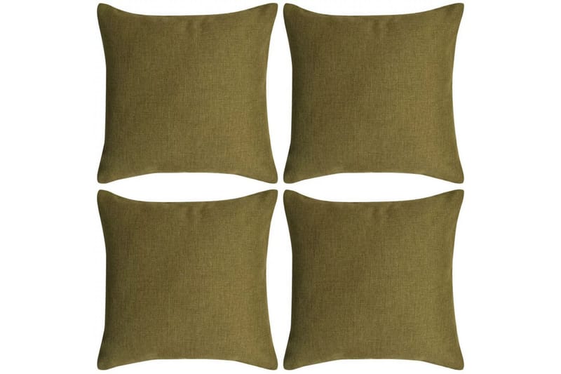 4 stk. pudebetræk linned-look grøn 80x80 cm - Grøn - Boligtilbehør - Tekstiler - Pudebetræk