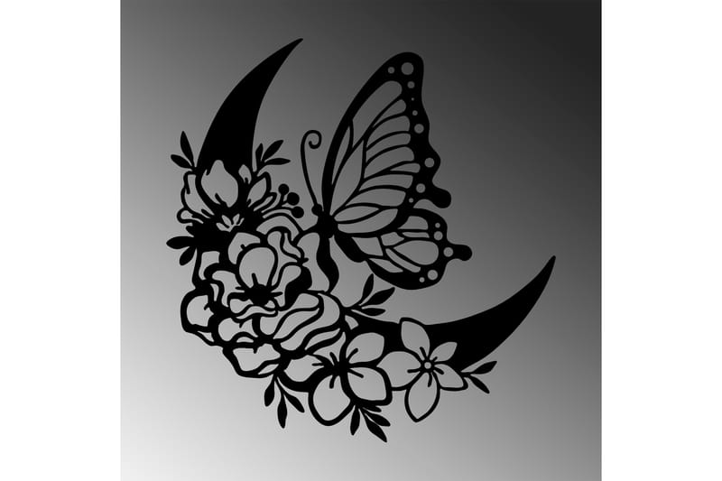 Butterfly And Flower 2 Vægdekor - Sort - Boligtilbehør - Vægdekoration - Skilt - Emaljeskilte