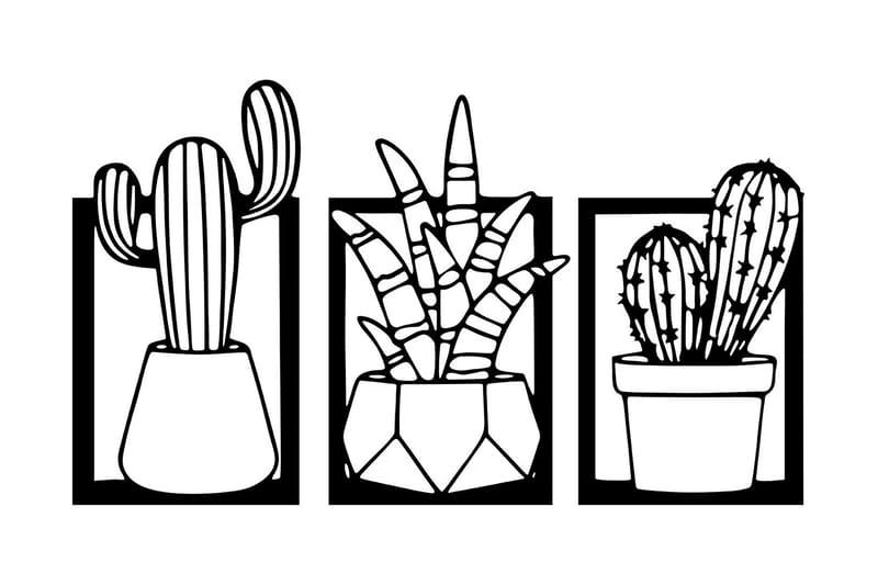 Cacti Vægdekor - Sort - Boligtilbehør - Vægdekoration - Skilt - Emaljeskilte