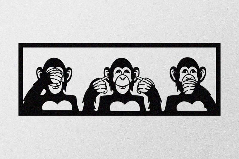 Three Monkeys L Vægdekor - Sort - Boligtilbehør - Vægdekoration - Skilt - Emaljeskilte