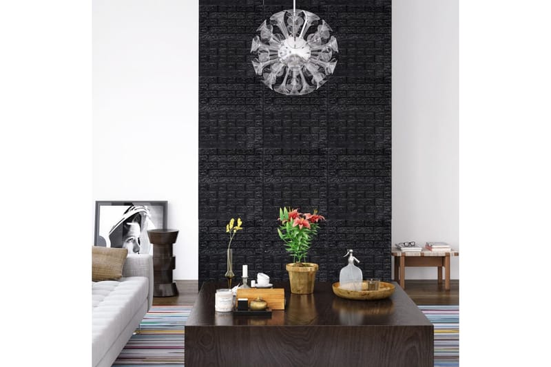 3D vægklistermærker 10 stk. selvklæbende murstensdesign sort - Sort - Boligtilbehør - Vægdekoration - Tapeter - Fototapeter