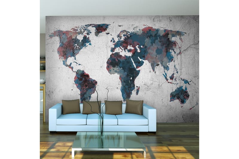 Canvastavle verdenskort på væggen 200x154