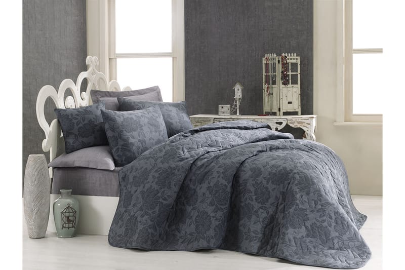 Eponj Home Sengetæppe Enkelt 160x220+Pudebetræk Quiltet - Antracit - Boligtilbehør - Tekstiler - Sengetøj