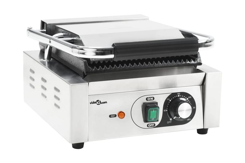 Rillet Panini-Grill Rustfrit Stål 1800 W 32 X 41 X 19 Cm - Sølv - Have - Grill - Elgrille