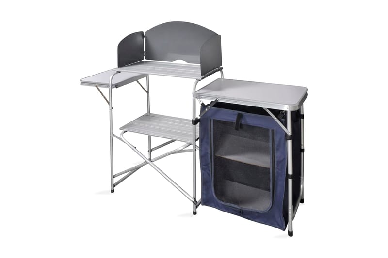 Foldbar Camping Køkken Enhed Med Forruden Aluminium - Sølv - Have - Grill - Udekøkken - Byg dit eget udekøkken