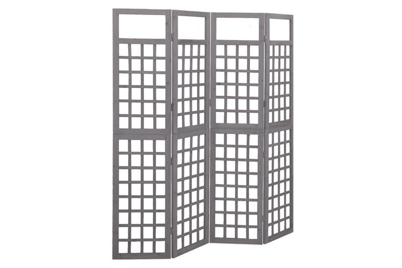 4-panels rumdeler/espalier 161x180 cm massivt fyrretræ grå - Grå - Havemøbler - Solafskærmning - Afskærmning & vindsejl - Espailer