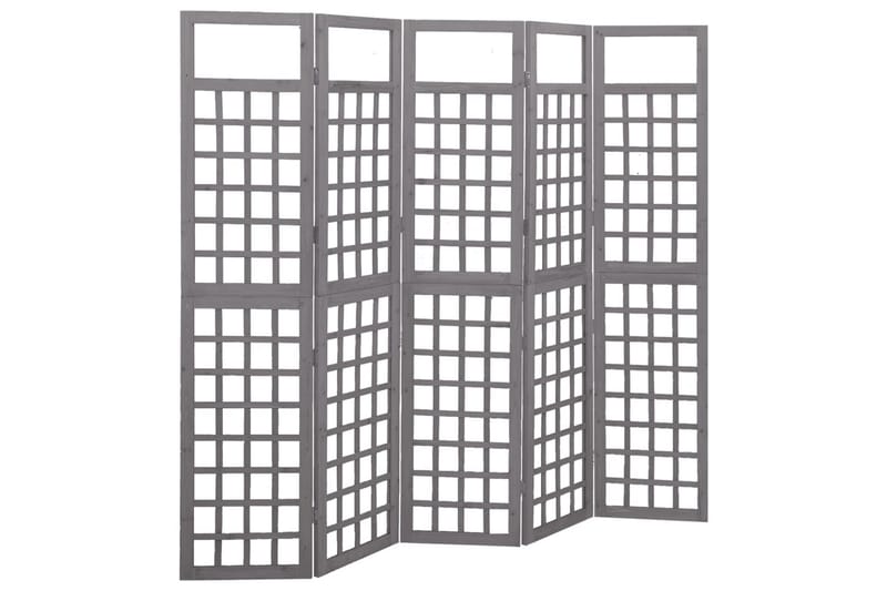 5-panels rumdeler/espalier 201,5x180 cm massivt fyrretræ grå - Grå - Have - Havearbejde & dyrkning - Drivhuse - Drivhustilbehør
