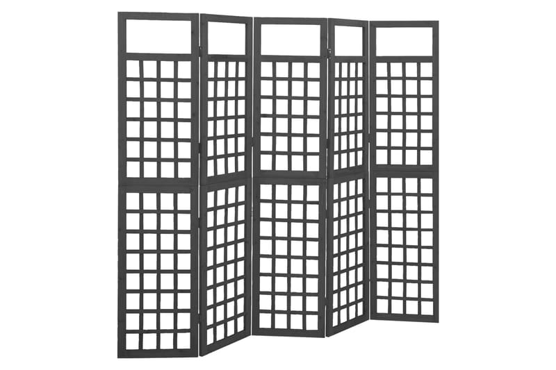 5-panels rumdeler/espalier 201,5x180 cm massivt fyrretræ - Sort - Havemøbler - Solafskærmning - Afskærmning & vindsejl - Espailer
