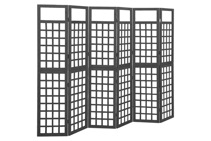 6-panels rumdeler/espalier 242,5x180 cm massivt fyrretræ - Sort - Havemøbler - Solafskærmning - Afskærmning & vindsejl - Espailer