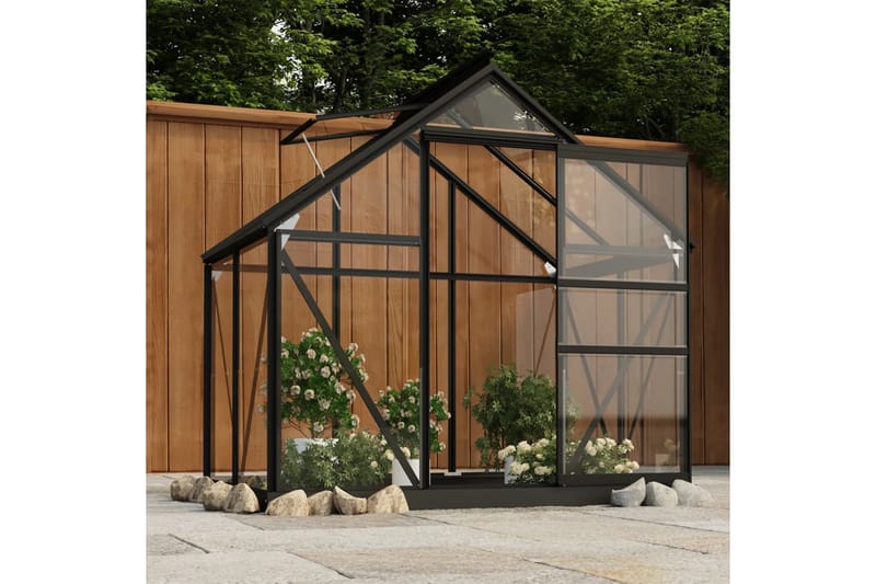 glasdrivhus 155x103x191 cm aluminium antracitgrå - Antracit - Have - Havearbejde & dyrkning - Drivhuse