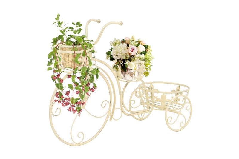 Plantestativ Cykelform Vintagestil Metal - Hvid - Have - Havearbejde & dyrkning - Dyrkning - Urtepotteskjulere & blomsterkrukker - Blomsterreol & blomsterstativ