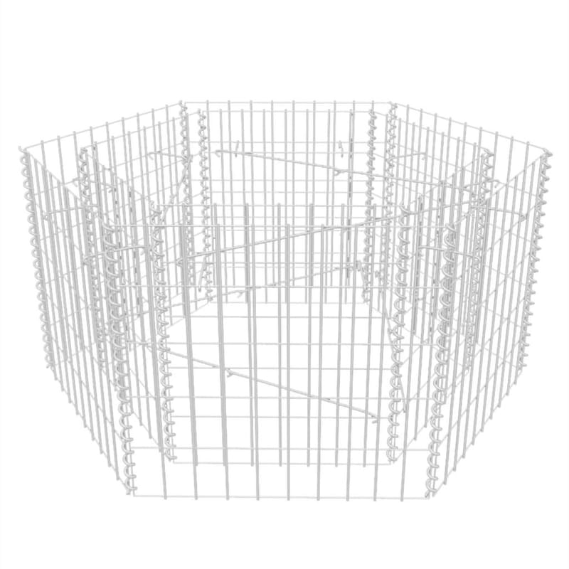 sekskantet gabion-højbed 100x90x50 cm - Sølv - Have - Havedekoration & havemiljø - Hegn & Porte
