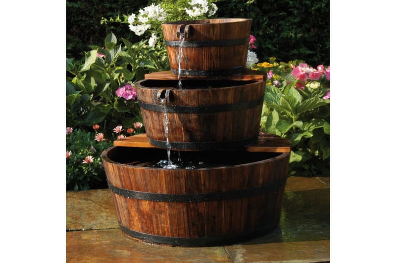Ubbink havevandfald fontæne trætønde sæt med 3 tønder - Have - Udendørs miljø - Havedekoration - Damme & springvand