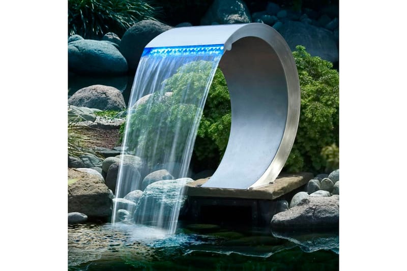 Ubbink Mamba vandfald rustfrit stål med LED-lys - Have - Udendørs miljø - Havedekoration - Damme & springvand - Vandfald dam